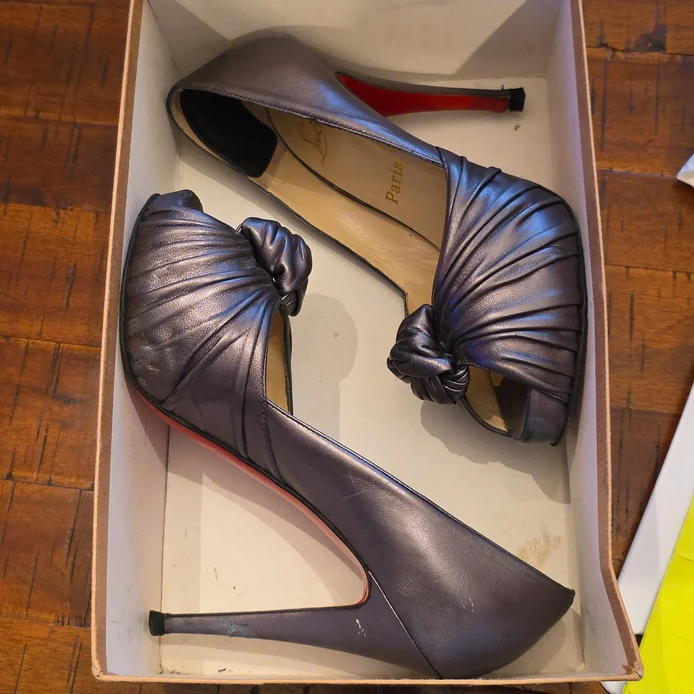 Silver Louboutin Jenny Heels, 36.5 - Picture 3 of 9